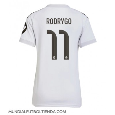 Camiseta Real Madrid Rodrygo Goes #11 Primera Equipación Replica 2025-26 para mujer mangas cortas Camiseta Real Madrid Rodrygo Goes #11 Primera Equipación Replica 2025-26 para mujer mangas cortas